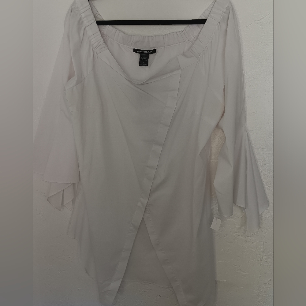 Ashley Stewart  Crossover White Top